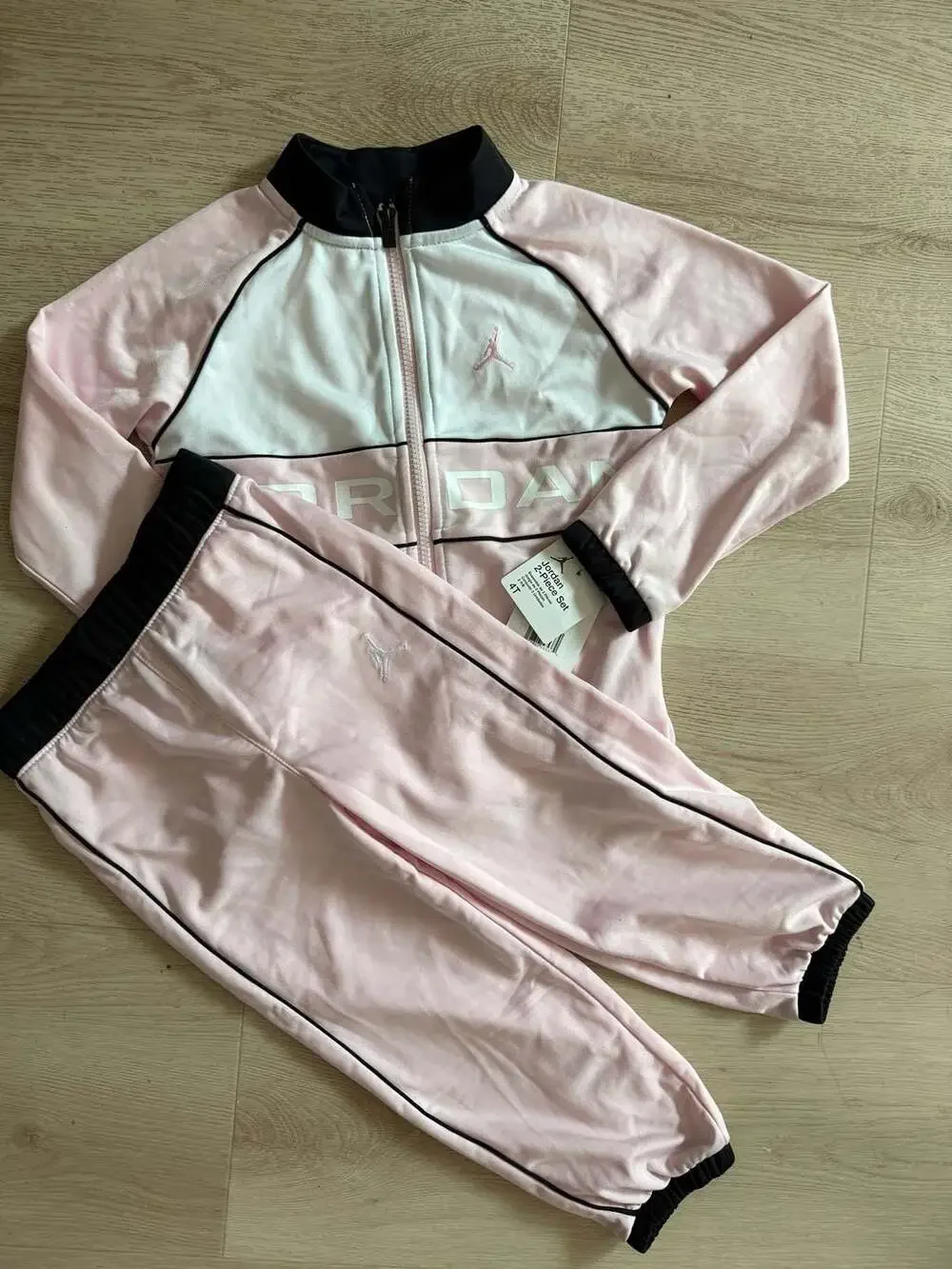 Jordan Air Jordan Blocked Tricot Toddler 2-Piece Jogger Set (Pink/Black/White)